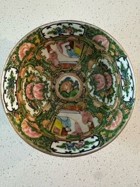 Vintage Rose Medallion Porcelain Bowl – Republic Period – Red “Made in China”